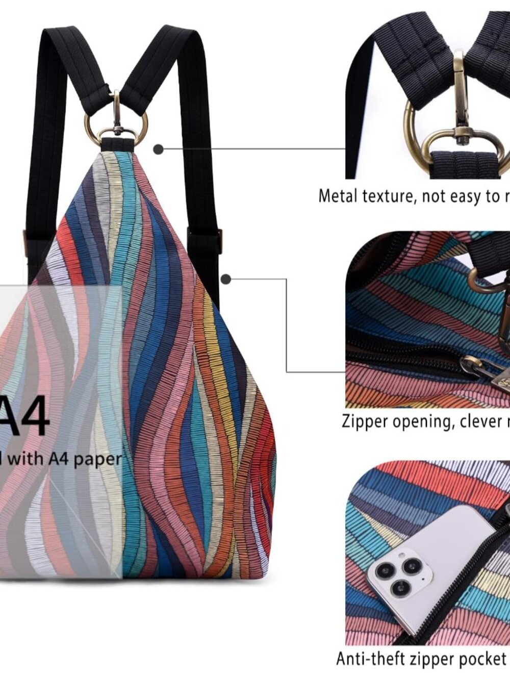 Premium Backpack for Women, Bohemia Style Fashion Casual Daypack Backpack, Small - Picture 3 of 6